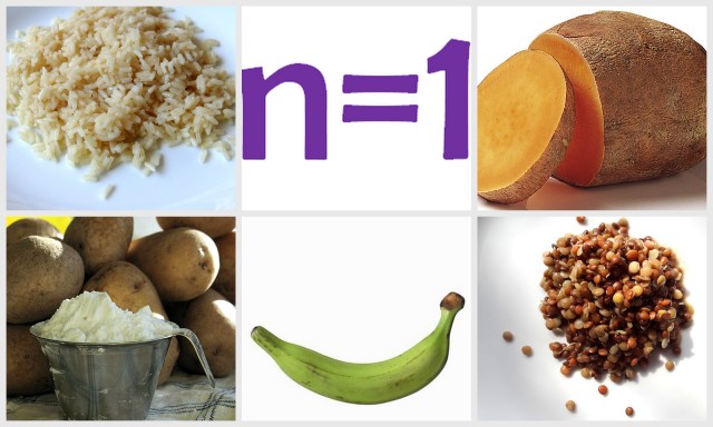 photo collage of different starchy foods