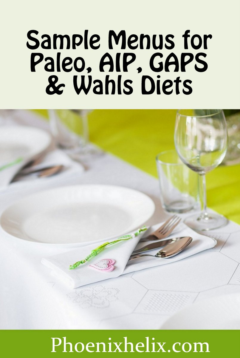 Sample Menus for Paleo, AIP, GAPS & Wahls Diets | Phoenix Helix