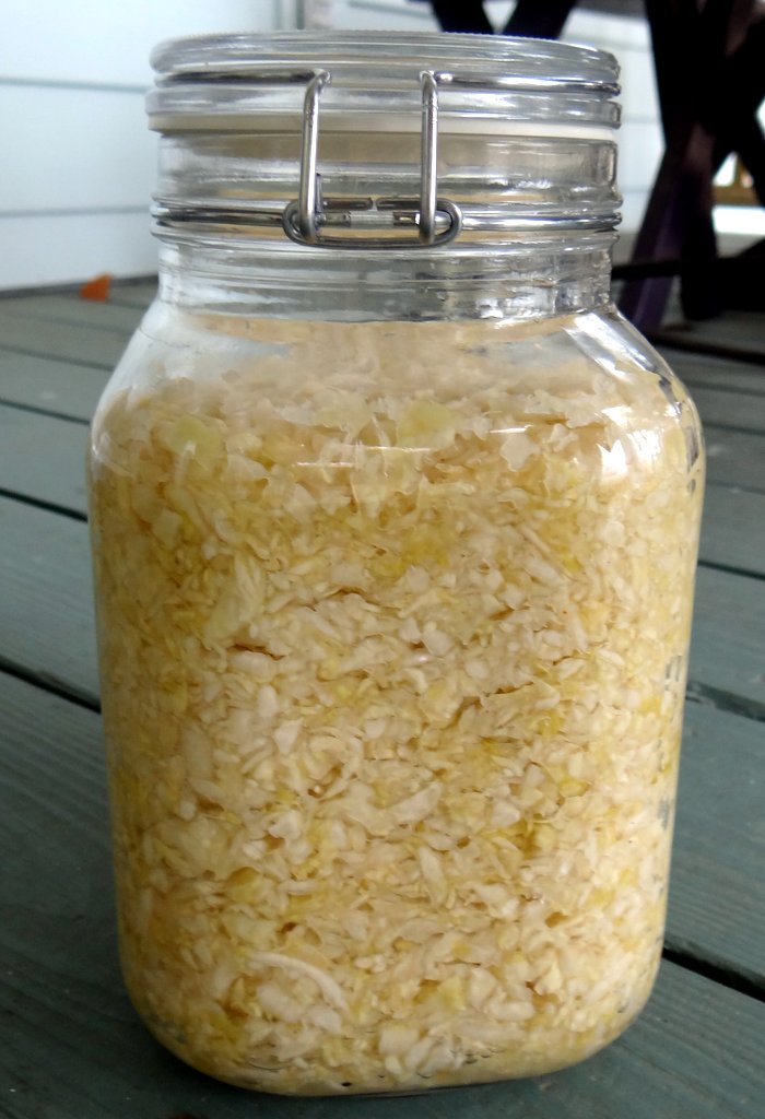 batch of sauerkraut fermenting in the fido jar