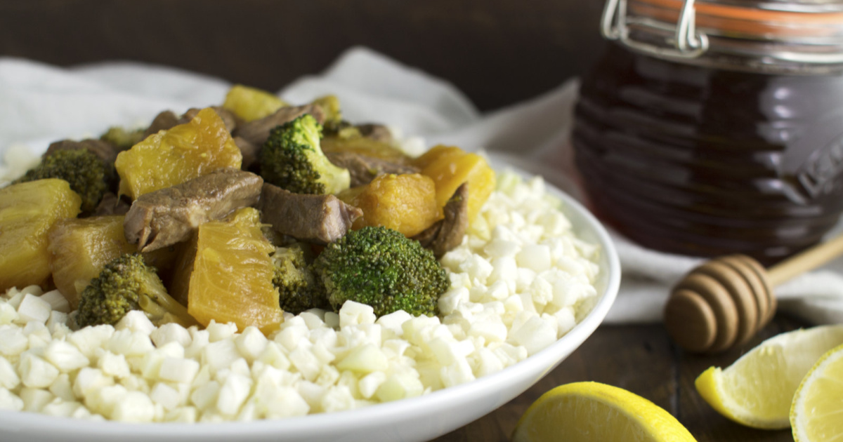 Stir Fry with Magic Sauce Over Cauliflower "Rice" (Paleo, AIP, GAPS