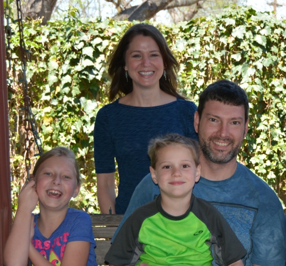 Angela with her husband, daughter, and son