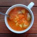 soup served in a white bowl