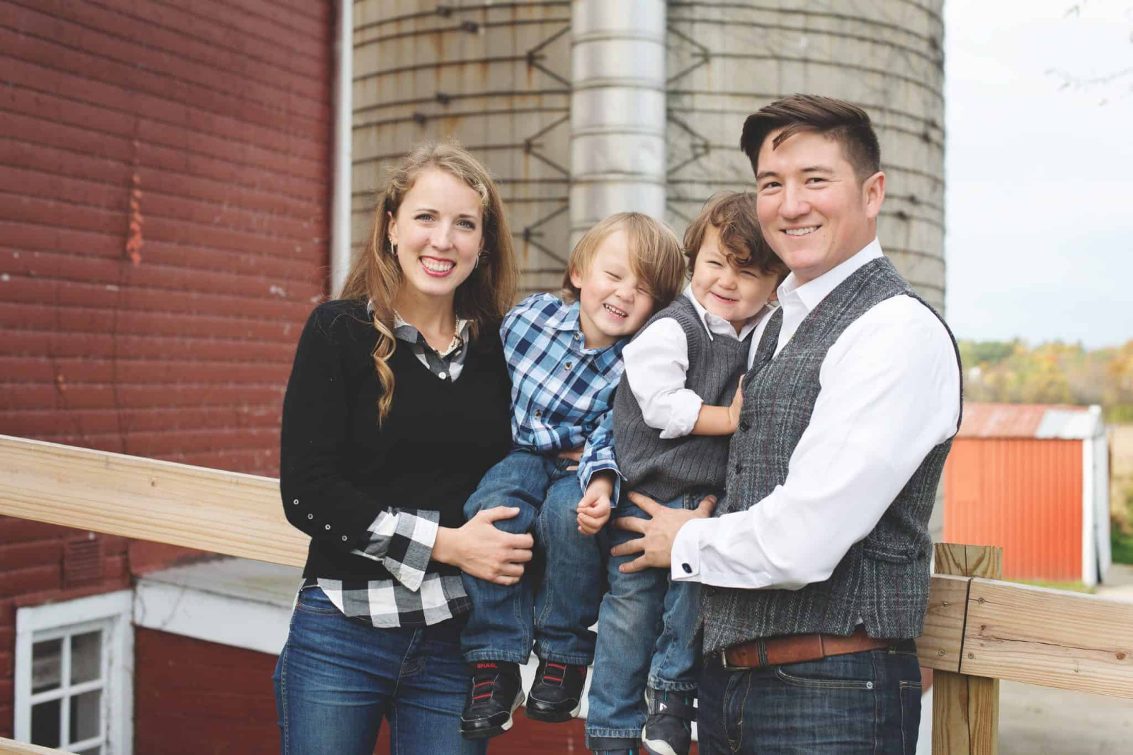 Emily with her husband and sons