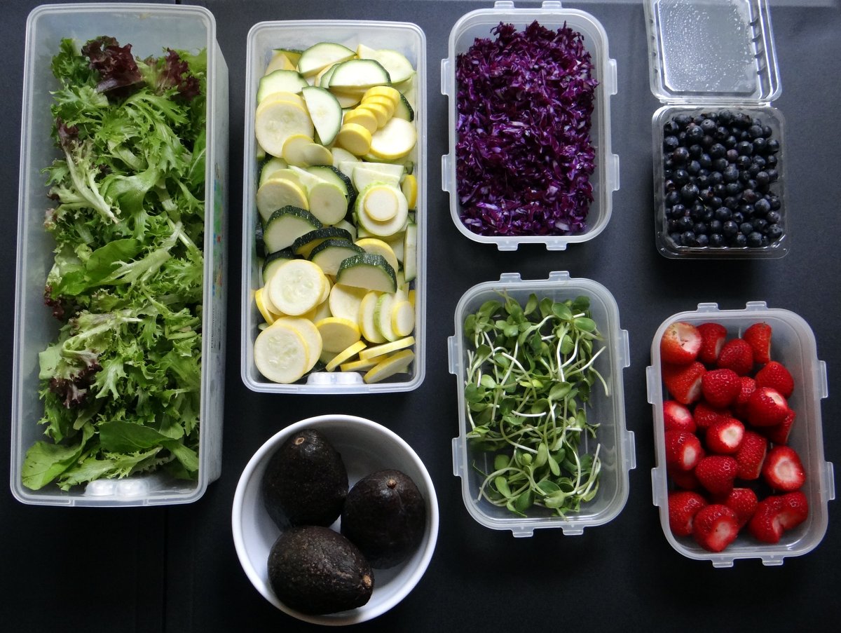 salad ingredients pre-chopped into containers