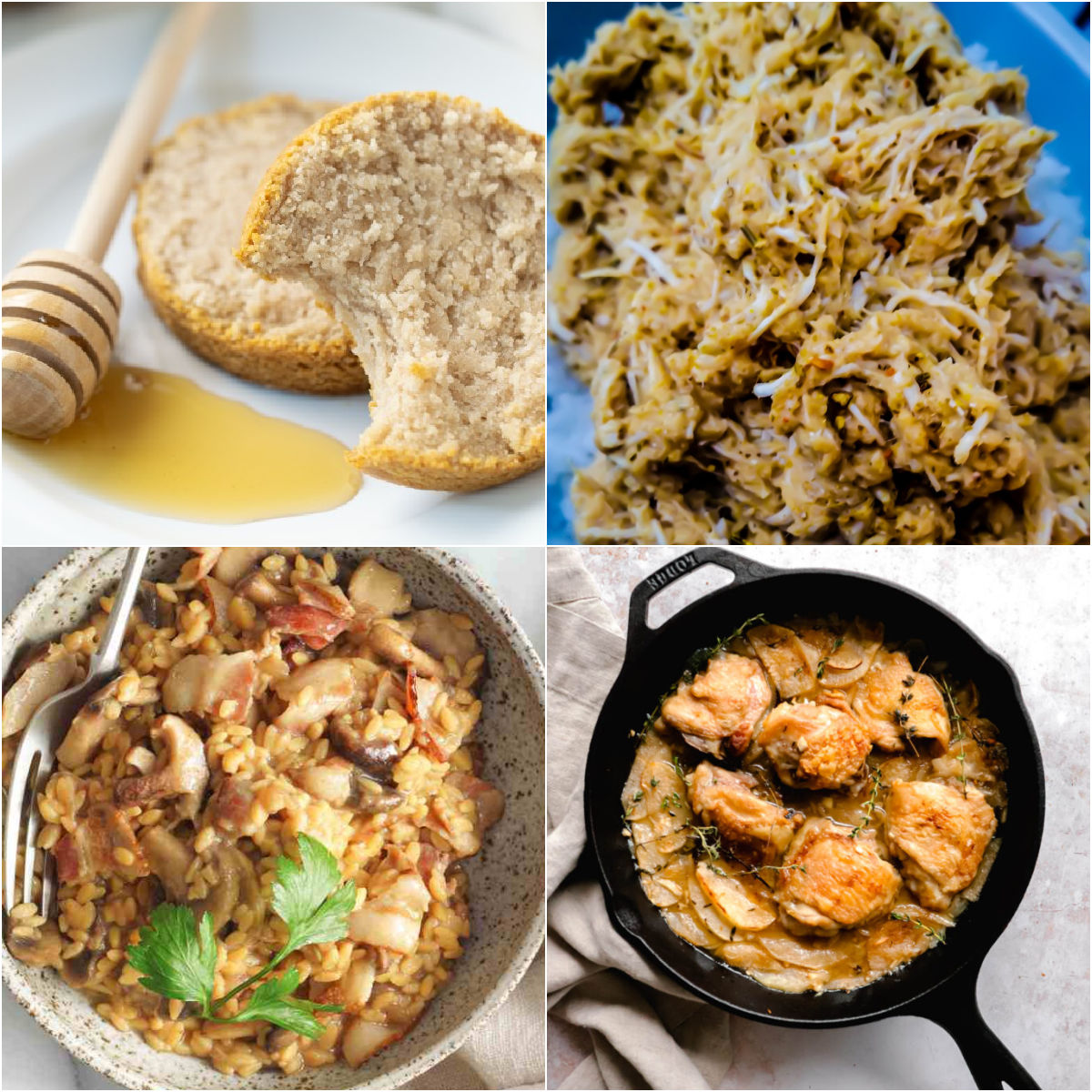 Paleo AIP Recipe Roundtable #343 | Phoenix Helix - *Featured Recipes: Honey Biscuits, Mushroom “Risotto”, Shredded Pumpkin Chicken, and One-Pan Chicken Thighs with Apples