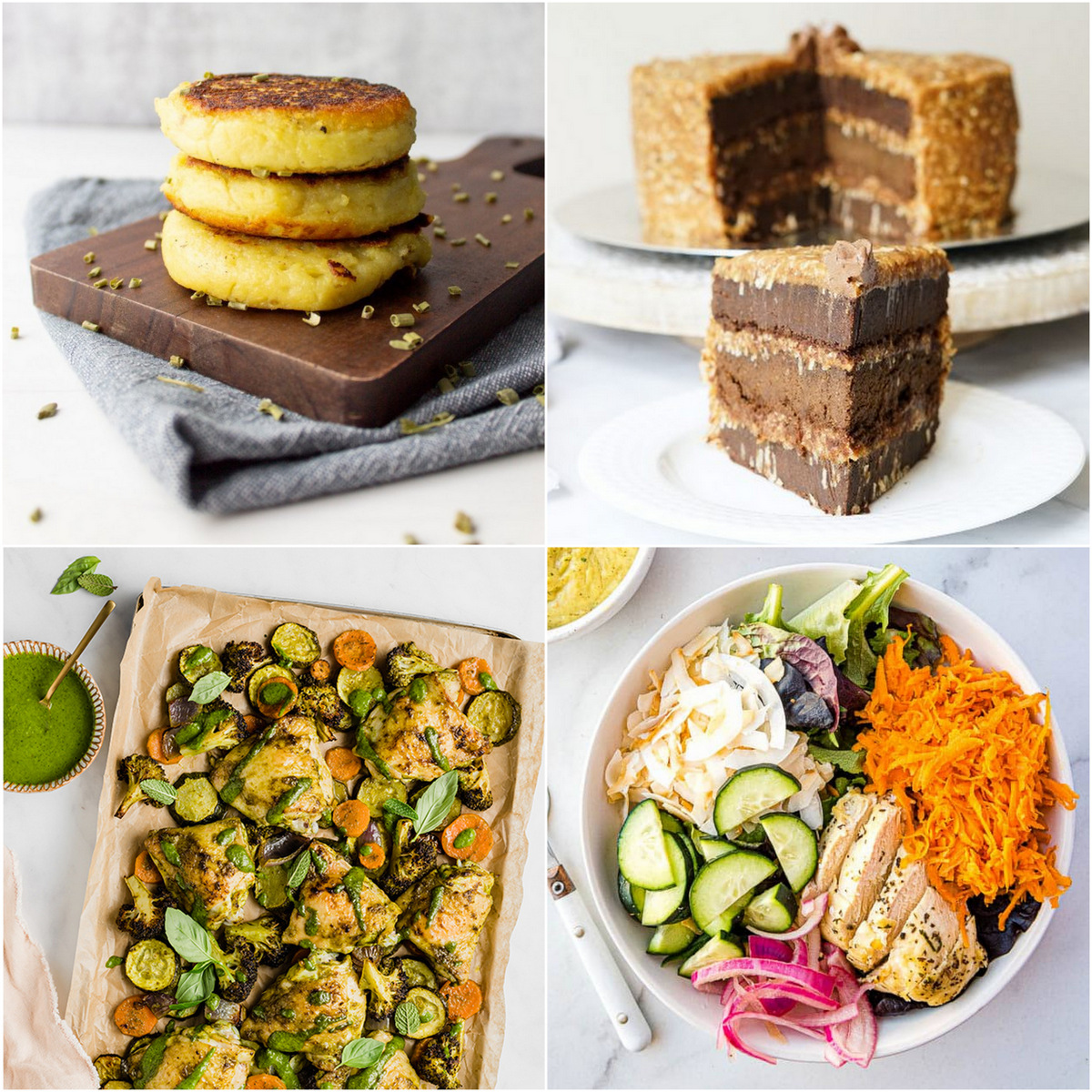 Paleo AIP Recipe Roundtable #362 | Phoenix Helix - *Featured Recipes: Savory Irish [Sweet] Potato Cakes, German "Chocolate" Cake, One-Pan Chicken Pesto with Vegetables, and Thai Chicken Salad with Mango Dressing.