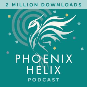 phoenix helix podcast graphic celebrating 2 million downloads