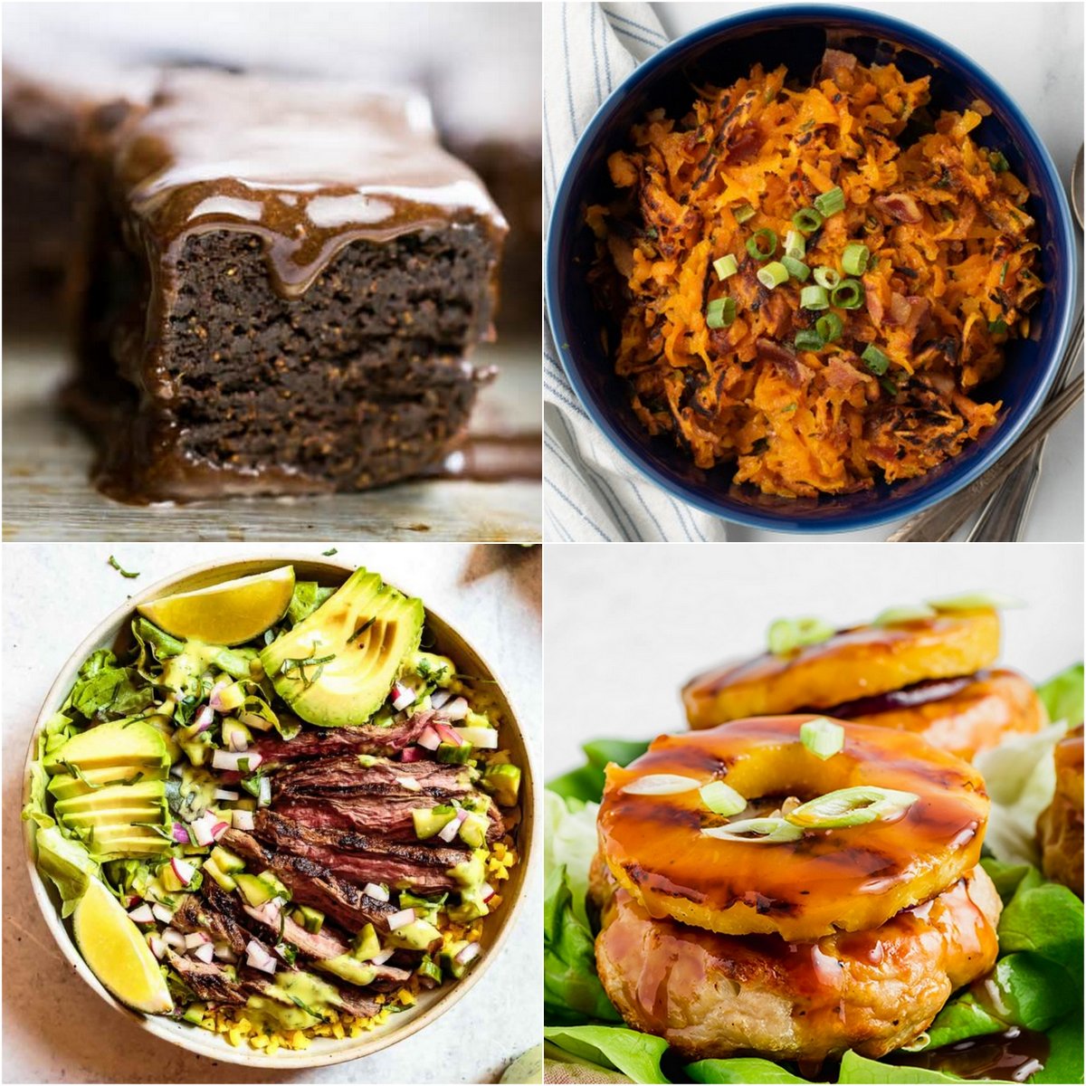 Paleo AIP Recipe Roundtable #374 | Phoenix Helix - *Featured Recipes: Glazed Brownies, Butternut Bacon Browns, Carne Asada Bowl, and Sweet & Sour Chicken Burgers.