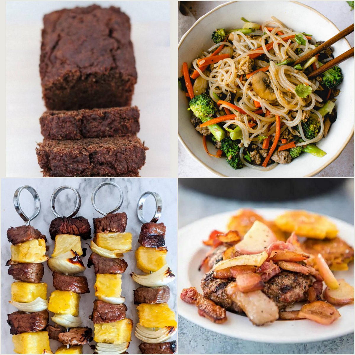 Paleo AIP Recipe Roundtable #375 | Phoenix Helix - *Featured Recipes: Carob Zucchini Bread, Japchae-inspired Sweet Potato Noodle Stir-Fry, Grilled Steak & Pineapple Skewers, and Apple Bacon Burgers.