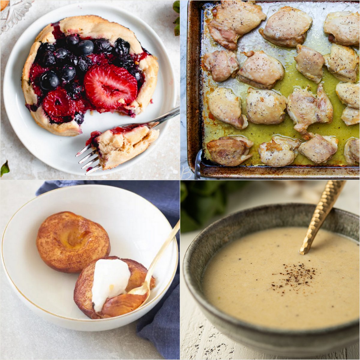 Paleo AIP Recipe Roundtable #377 | Phoenix Helix - *Featured Recipes: Mixed Berry Galettes, Meal Prep Sheet Pan Chicken Thighs, Easy Baked Peaches, and Dairy-Free Caesar Dressing.