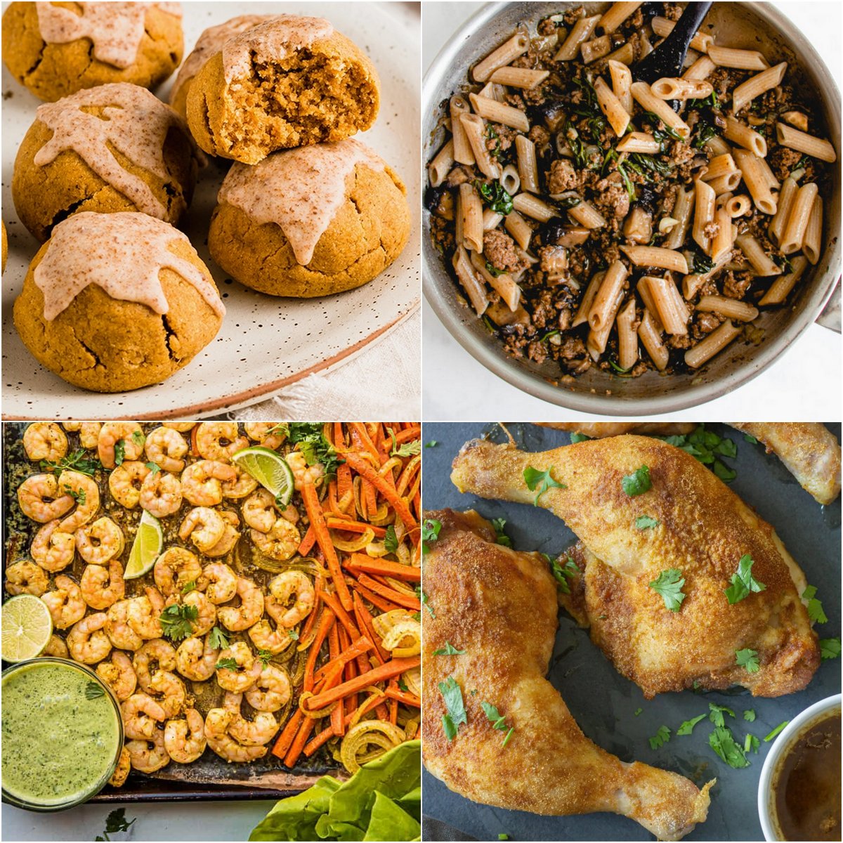 Paleo AIP Recipe Roundtable #389 | Phoenix Helix - *Featured Recipes: Pumpkin Pie Donut Holes, Balsamic Mushroom Pasta, Crispy Ginger Chicken Legs, and Sheet Pan Lime Shrimp Fajitas.