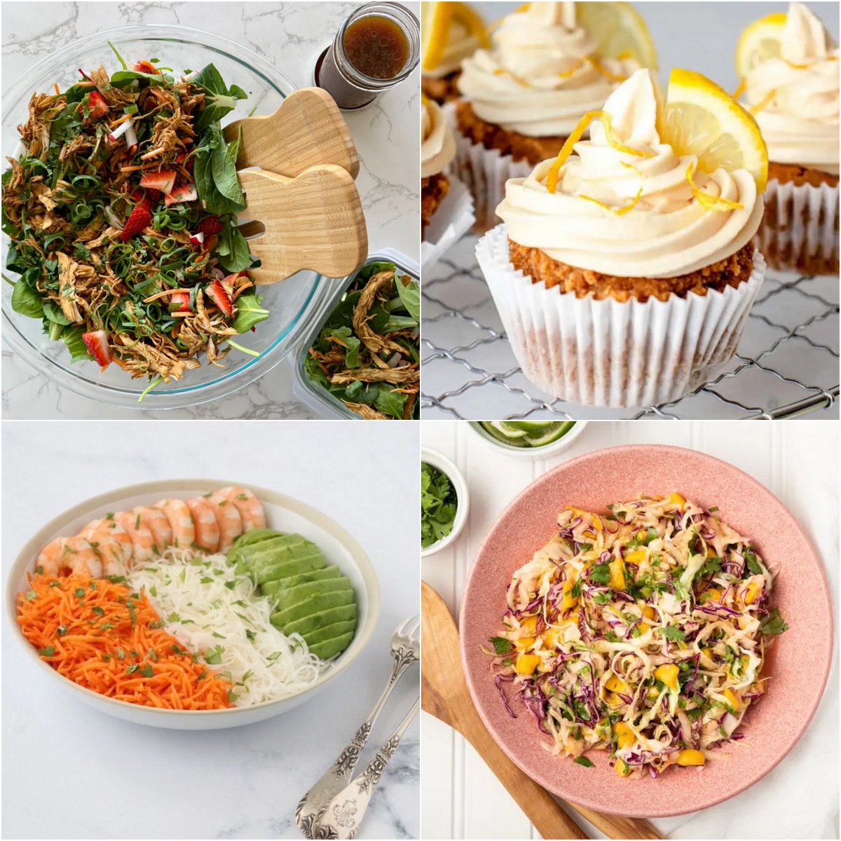Paleo AIP Recipe Roundtable #406 | Phoenix Helix - *Featured Recipes: Strawberry Shredded Chicken Salad, Lemon Olive Oil Cupcakes, Spring Roll Salad Bowl, and Jicama Mango Slaw.