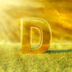 Illustration of letter D in a sunny field