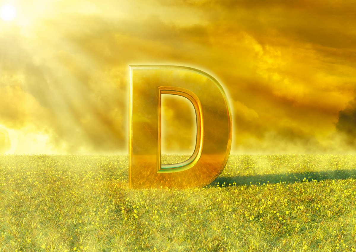 Illustration of letter D in a sunny field