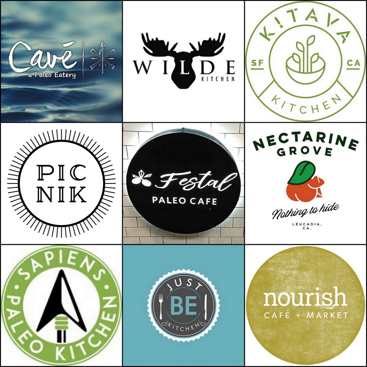 collage of logos for paleo restaurant list