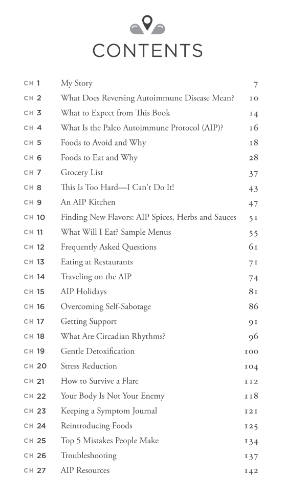 Table of Contents from Simple Guide to the Paleo Autoimmune Protocol