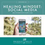 Podcast graphic with image of hand holding iphone with social media icons